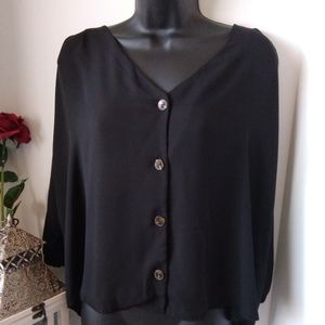 Boohoo Black Button Down Blouse